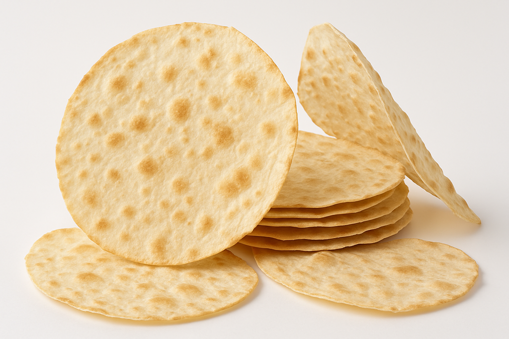 carasau bread on white background